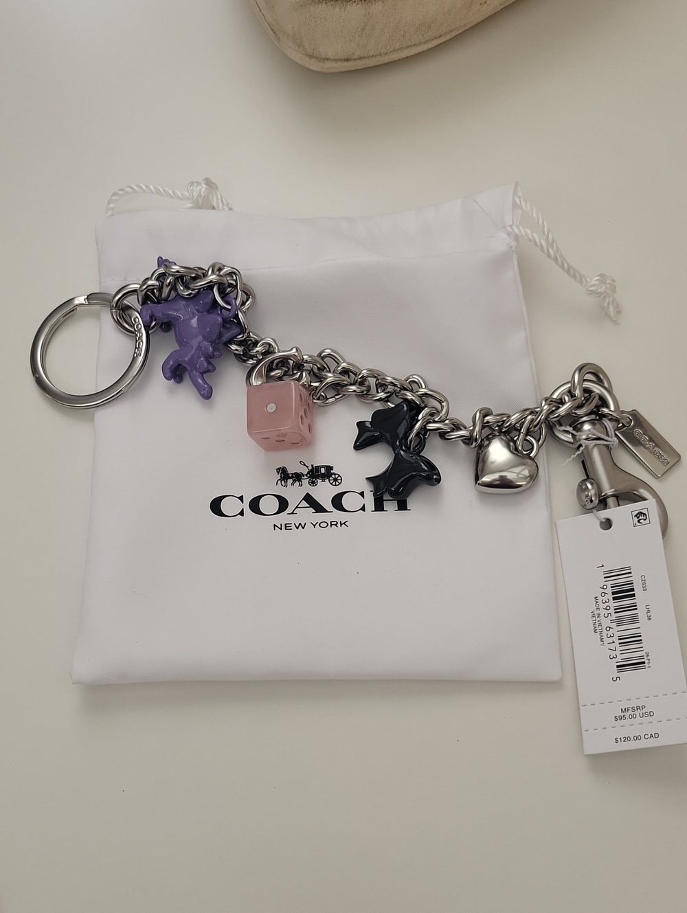 NWT Coach Silver Motif Bag Chain Charm - Picture 7 of 12